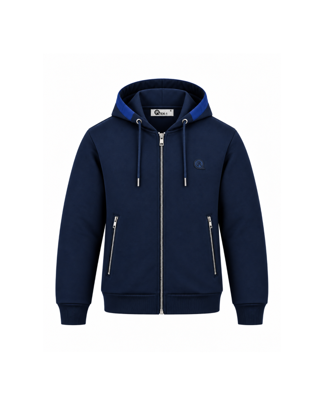 NAVY/BLUE CONTRAST ZIP UP HOODIE