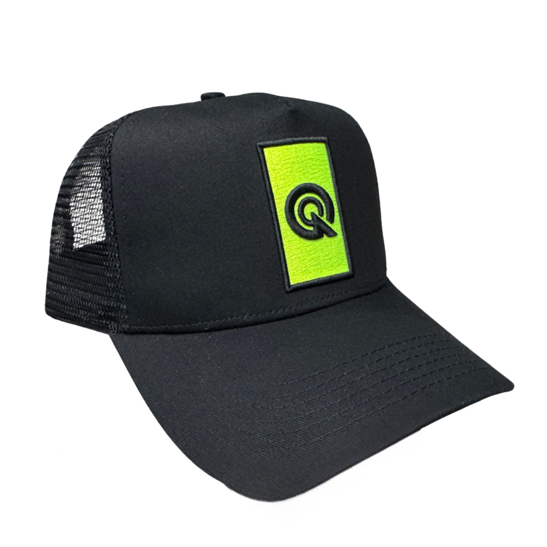 TRIPLE BLACK/NEON YELLOW TRUCKER CAP