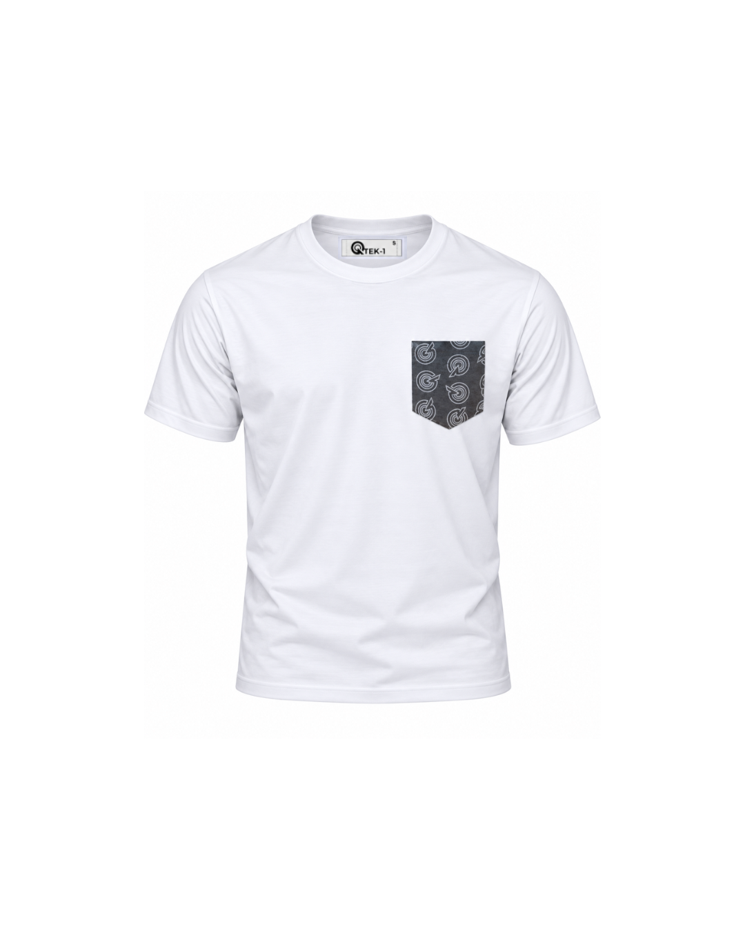 WHITE/MARL GREY OUTLINE Q POCKET TEE