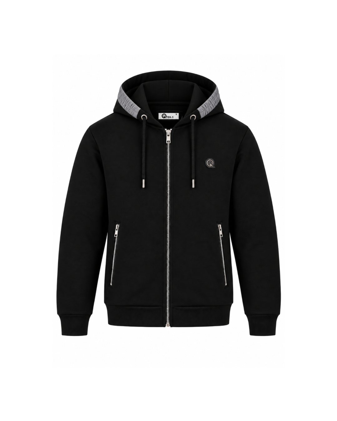 BLACK/GREY CONTRAST ZIP UP HOODIE