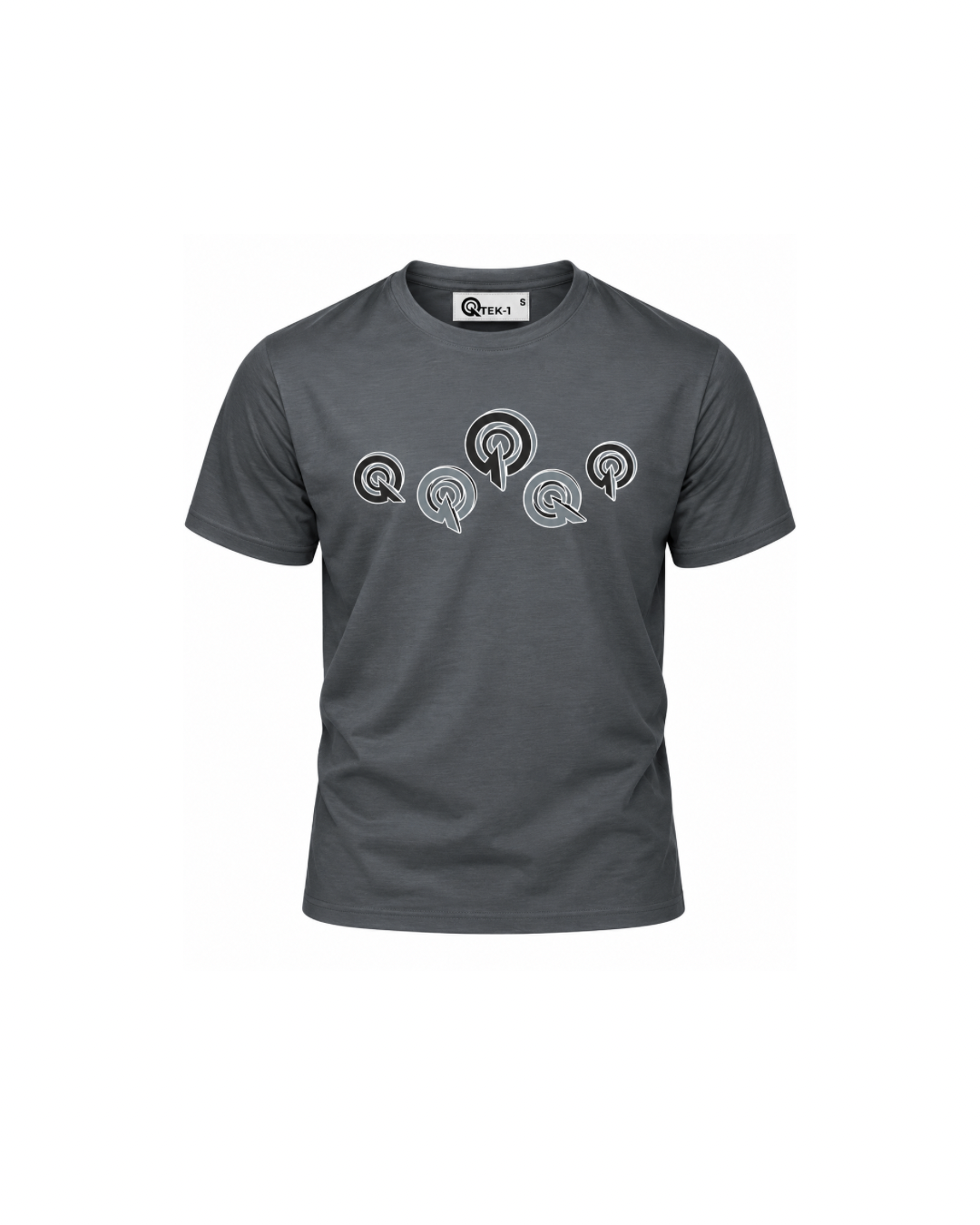 DARK MARL GREY/BLACK 5Q  LOGO TEE