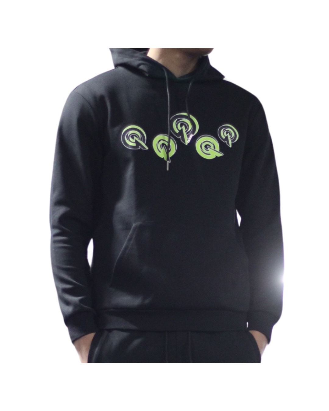 BLACK 5Q LOGO COTTON HOODIE