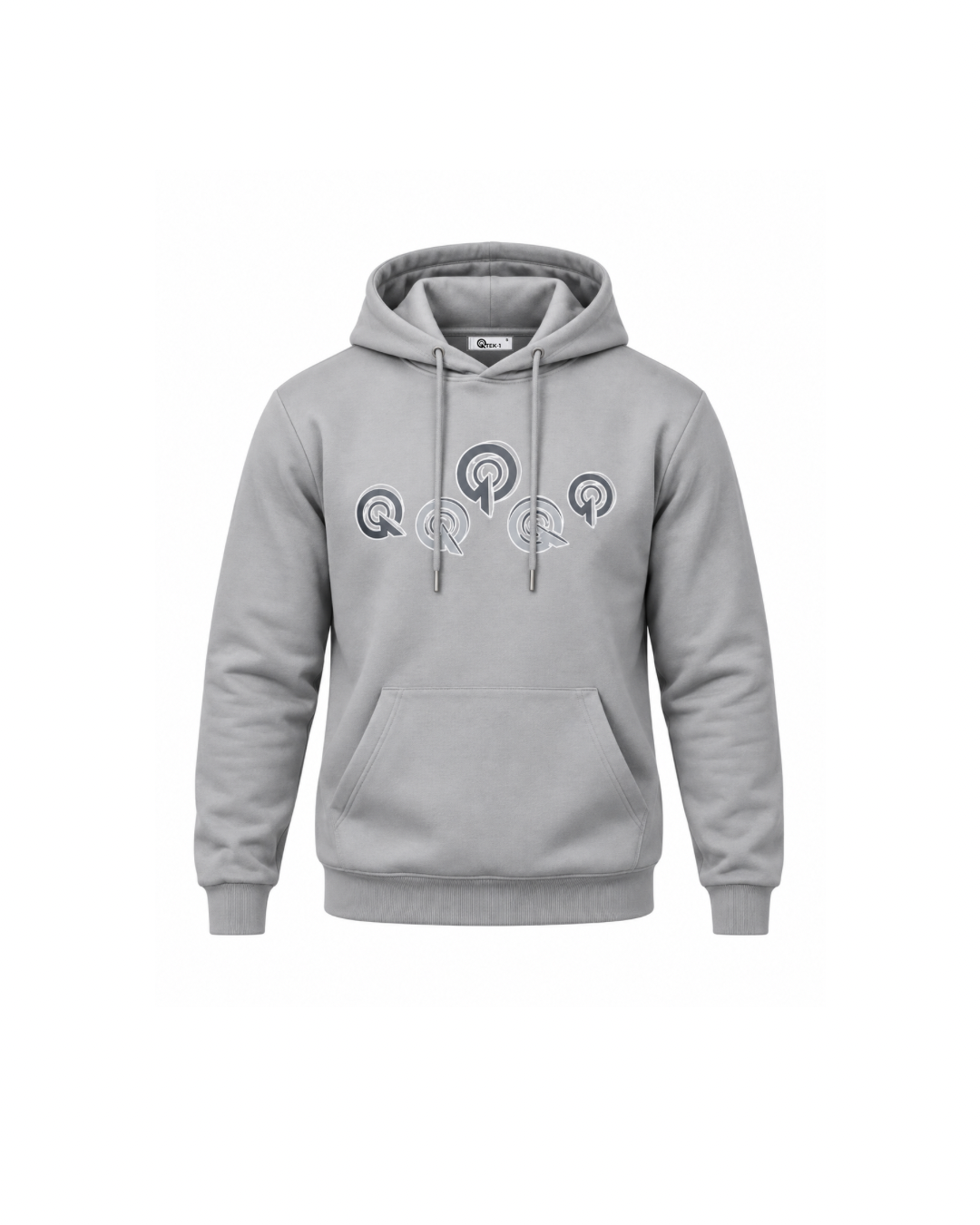 MARL GREY 5Q LOGO COTTON HOODIE