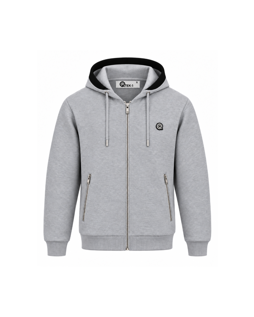 GREY/BLACK CONTRAST ZIP UP HOODIE