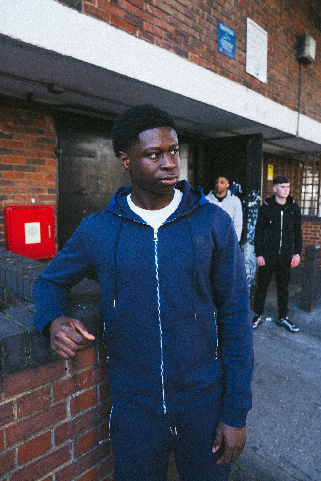 NAVY/BLUE CONTRAST ZIP UP HOODIE