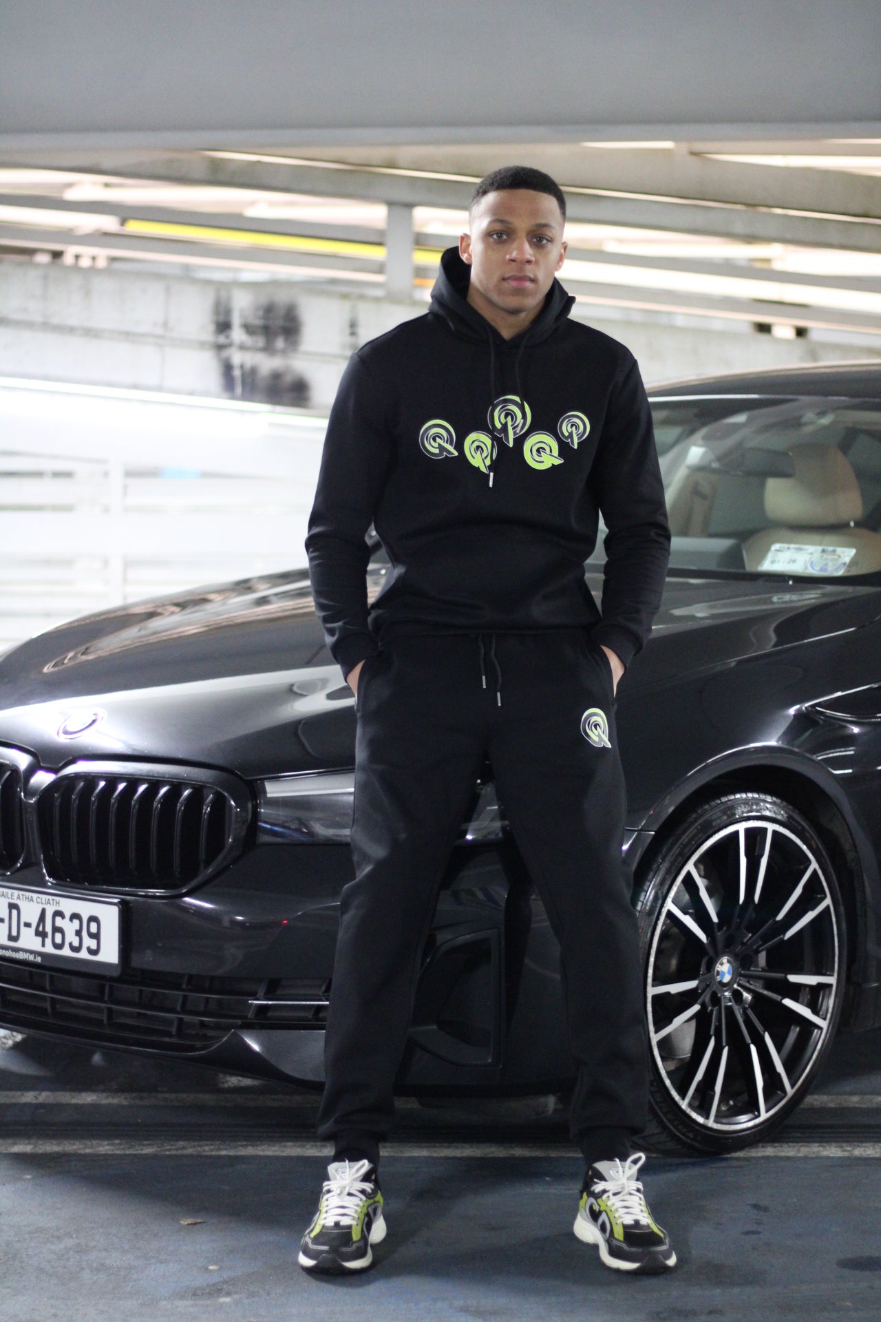 BLACK 5Q LOGO COTTON JOGGERS