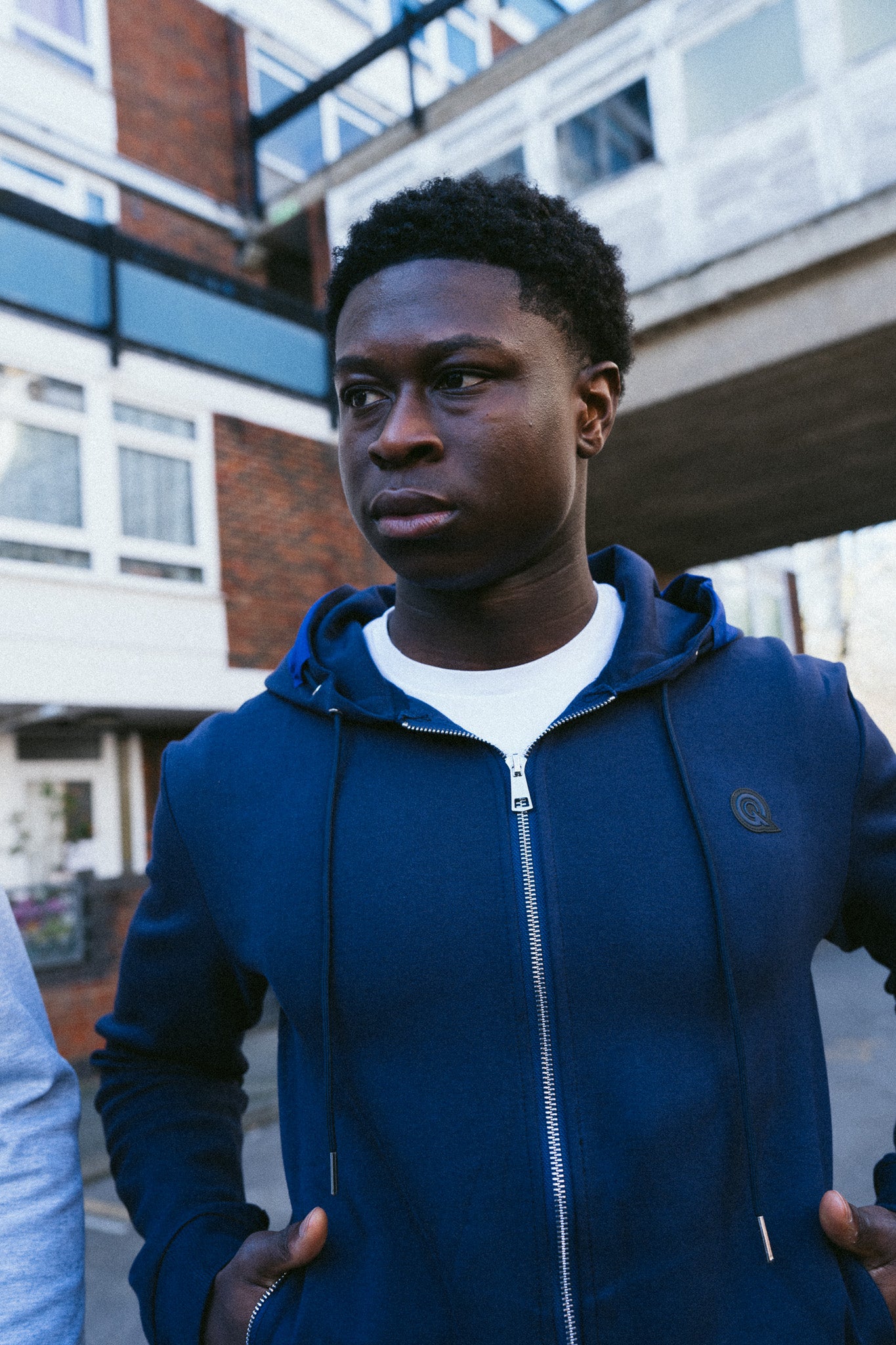 NAVY/BLUE CONTRAST ZIP UP HOODIE