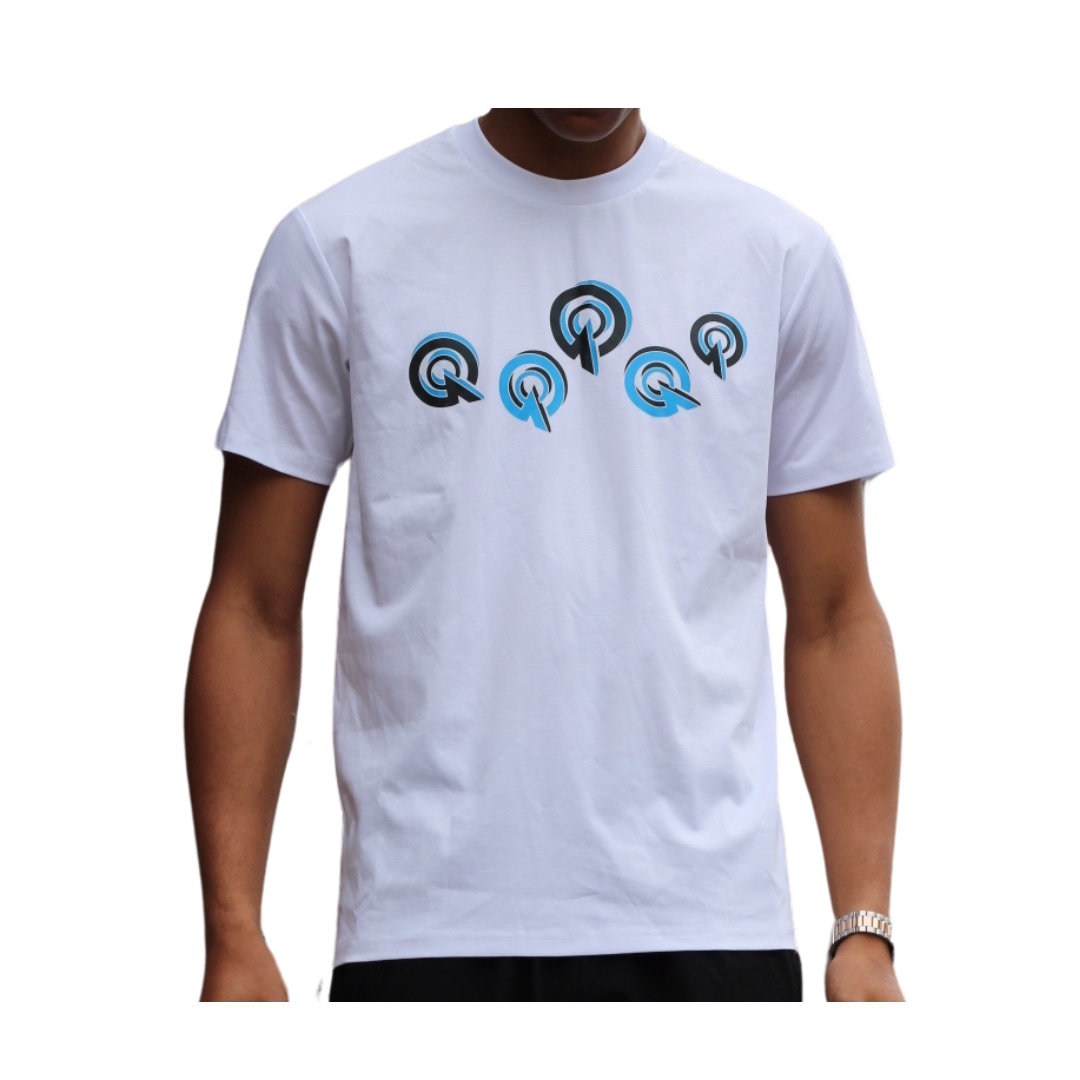 WHITE/BLUE 5Q LOGO TEE