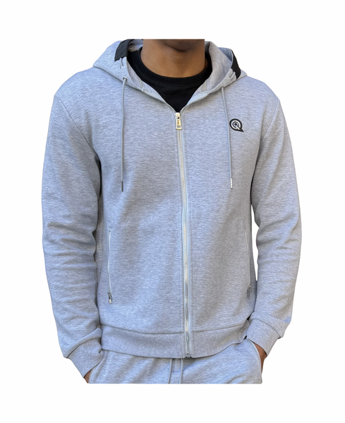 トップス theredthread contrast zip knit hoodie Charcoal Stretch Knit Zip-Up Hoodie