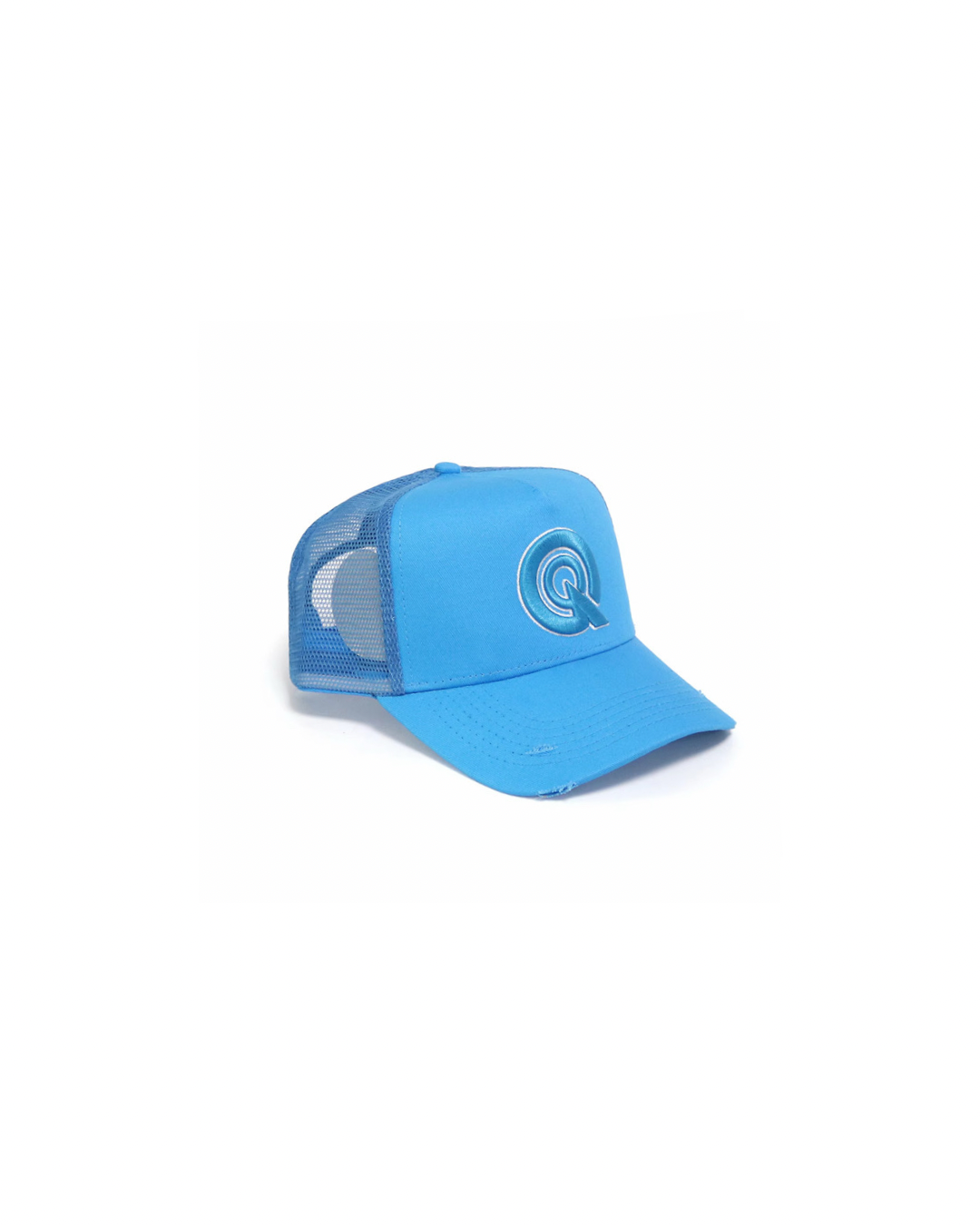 LIGHT BLUE/WHITE “Q” LOGO TRUCKER CAP