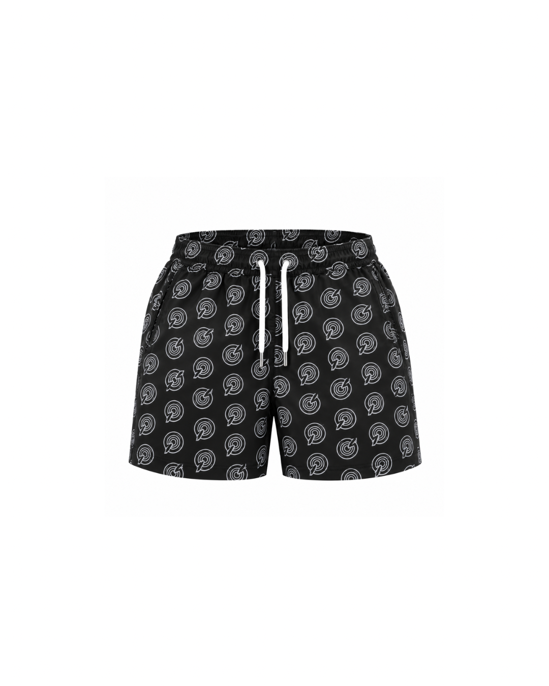 WHITE/BLACK OUTLINE Q SWIMSHORTS