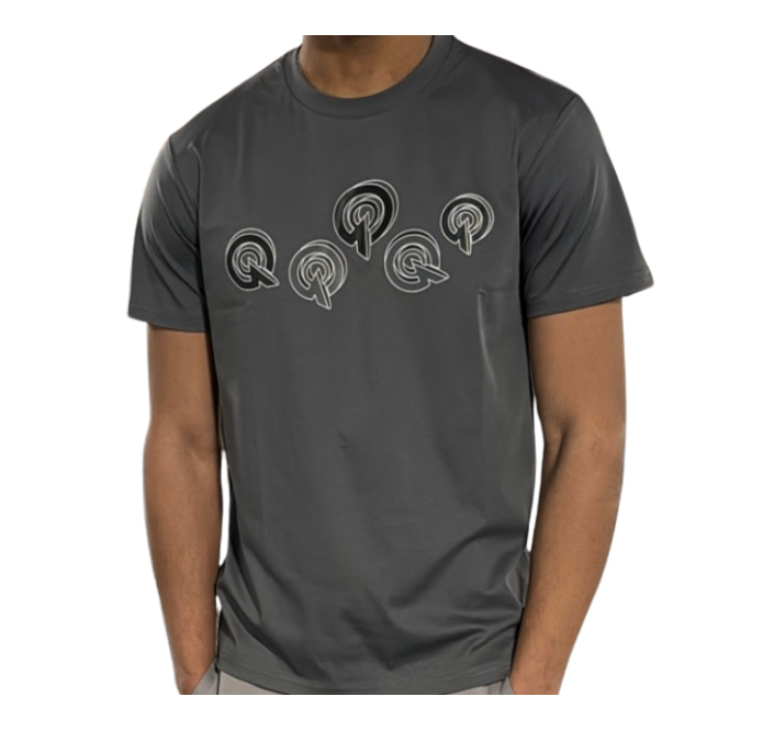 DARK MARL GREY/BLACK 5Q  LOGO TEE