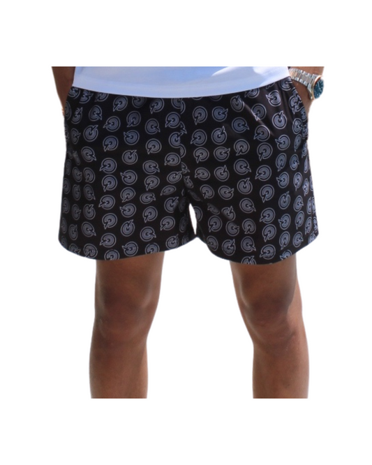 WHITE/BLACK OUTLINE Q SWIMSHORTS
